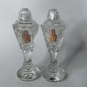 IMPERLUX GENUINE HANDCUT CRYSTAL Salt Pepper Shakers Made in CZECHOSLOVAKIA